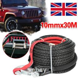 Winch Rope 10mm x 30m Synthetic For Dyneema Tow Recovery Cable 4WD 24360lbs UK
