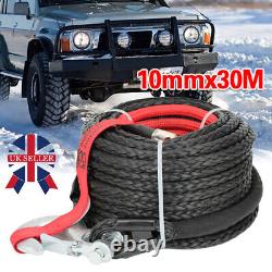 Winch Rope 10mm x 30m Synthetic For Dyneema Tow Recovery Cable 4WD 24360lbs UK