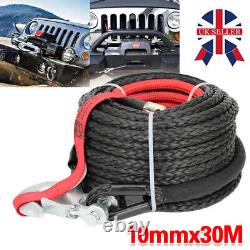 Winch Rope 10mm x 30m Synthetic For Dyneema Tow Recovery Cable 4WD 24360lbs UK