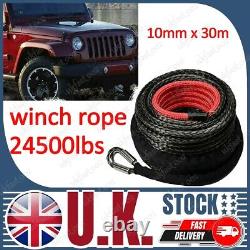 Winch Rope 10mm x 30m Synthetic For Dyneema Tow Recovery Cable 4WD GREY 24360lbs