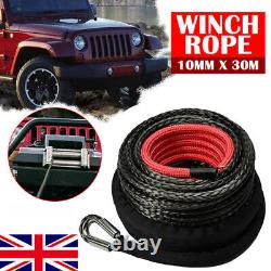 Winch Rope 10mm x 30m Synthetic Rope Tow Recovery 20500lbs for SUV 4x4 Offroad