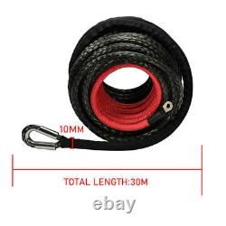 Winch Rope 10mm x 30m Synthetic Rope Tow Recovery 20500lbs for SUV 4x4 Offroad