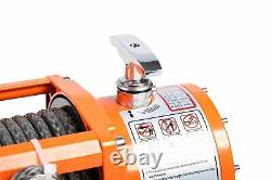 X-BULL 12V Waterproof Synthetic Rope Winch-13000 lb. Load Capacity IP67 Orange