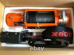 X-BULL 12V Waterproof Synthetic Rope Winch-13000 lb. Load Capacity IP67 Orange