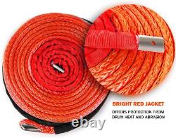 X-BULL SK75 3/8 x 100ft Dyneema Synthetic Winch Rope with Hook Car Tow Recovery