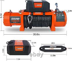 ZESUPER 12V 13000-Lb Load Capacity Electric Truck Winch Kit Synthetic Rope, Wate