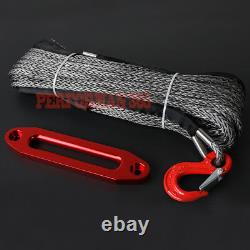 10mm X 30m 100ft Câble De Corde De Treuil Synthétique Avec Haches Fairlead Et Crochet 4wd 4x4