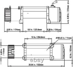 12000 lb Treuil électrique étanche avec corde synthétique noire et guide-câble Hawse