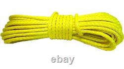 28m 10mm 13500 Lbs Rope De Treuil Synthétique Jaune Avec Fil De Crochet 4x4 Uhmpe