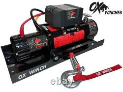 COMBO DEAL TREUIL ÉLECTRIQUE OX 13500lb 12v AVEC CORDE SYNTHÉTIQUE SANS FIL NOIR