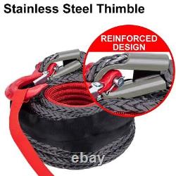 Câble de treuil synthétique 8 mm x 15 m pour voiture de remorquage 4x4, sangle de remorque tout terrain 20500 LBS