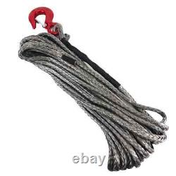 Câble de treuil synthétique Dyneema SK75 12 brins de 10 mm x 15 m avec crochet pour VTT tout-terrain