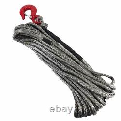 Corde de treuil synthétique Dyneema SK75 argentée de 6 mm à 12 brins x 12 m avec crochet 4x4