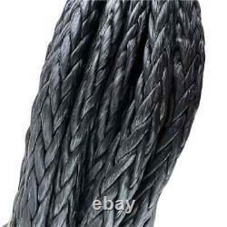 Corde de treuil synthétique Dyneema SK75 noire de 12 mm à 12 brins x 10 m avec crochet tout-terrain