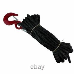 Corde de treuil synthétique Dyneema SK75 noire de 6 mm à 12 brins x 10 m avec crochet 4x4