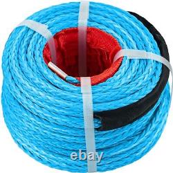 Corde de treuil synthétique Vevor, câble de treuil 3/8, 100 pieds, 18740 livres pour remorquage, bleu.