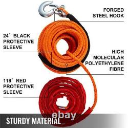 Corde de treuil synthétique orange de 100 pieds x 3/8 pouces avec crochet G70 de 12 pouces