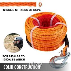 Corde de treuil synthétique orange de 100 pieds x 3/8 pouces avec crochet G70 de 12 pouces