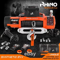 ÉPUISÉ Treuil électrique Rhino 24v 13500lbs avec corde synthétique Dyneema et guide-câble