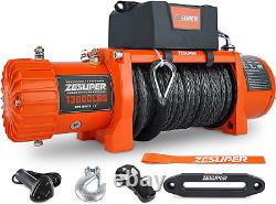 Kit de treuil électrique ZESUPER 12V 13000 lb de capacité de charge avec corde synthétique pour camion, étanche