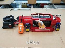 Recovery Truck Winch 12v Rouge Winch Gris Synthétique Corde @ £ 325,00 Ttc