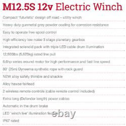 TF3320 Treuil Terrafirma M12.5S 2 Télécommandes Sans Fil Corde Synthétique 12v Defender 90