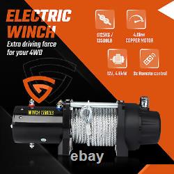 TREUIL ÉLECTRIQUE 13500lb 12V CÂBLE SYNTHÉTIQUE 4x4/RETRAIT 2 TÉLÉCOMMANDES SANS FIL 1 TÉLÉCOMMANDE FILAIRE