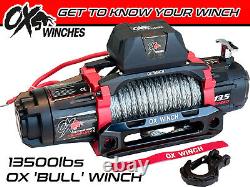 TREUIL ÉLECTRIQUE OX 13500lb 12v CÂBLE SYNTHÉTIQUE RÉCUPÉRATION SANS FIL VERSION OX-BULL
