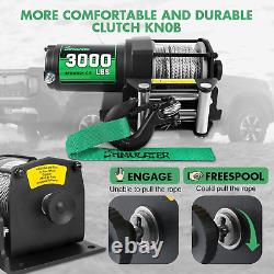 Treuil ATV 3000Lb, Treuil Électrique 12V, Treuil à Câble en Acier, avec Télécommande Sans Fil et