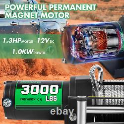 Treuil ATV 3000Lb, Treuil Électrique 12V, Treuil à Câble en Acier, avec Télécommande Sans Fil et