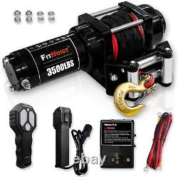 Treuil ATV/UTV 3500 lbs avec corde synthétique, rouge, treuil électrique 12V CC pour remorque de bateau