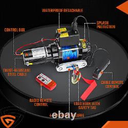 Treuil Électrique 4500lbs/2041kg 12v avec Corde Synthétique & Télécommande Sans Fil Garage