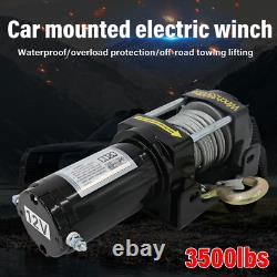 Treuil Électrique Discret 12v 3500lb Corde Synthétique Télécommande Sans Fil Garage Atelier