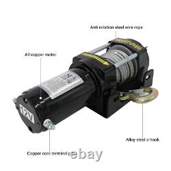 Treuil Électrique Discret 12v 3500lb Corde Synthétique Télécommande Sans Fil Garage Atelier