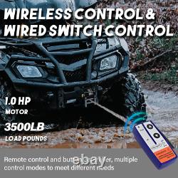 Treuil Électrique Discret 3500lbs 12v avec Corde Synthétique & Télécommande Sans Fil Garage