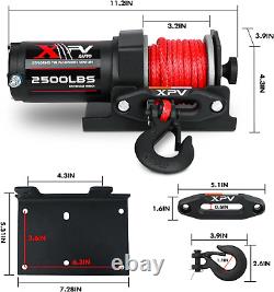 Treuil électrique 2500 lbs 12V avec corde synthétique en nylon pour remorquage d'ATV, UTV et bateau