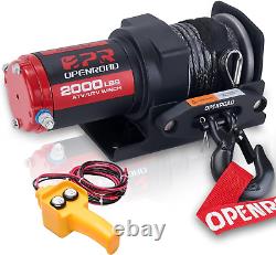 Treuil électrique tout-terrain de remorquage 12 V avec corde synthétique de 5/32×50', télécommande filaire
