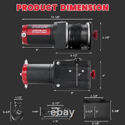 Treuil électrique tout-terrain de remorquage 12 V avec corde synthétique de 5/32×50', télécommande filaire