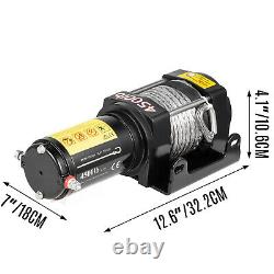 Vevor Electric Winch 4500lbs 12v Synthetic Rope 4wd Atv Utv Winch Towing Truck